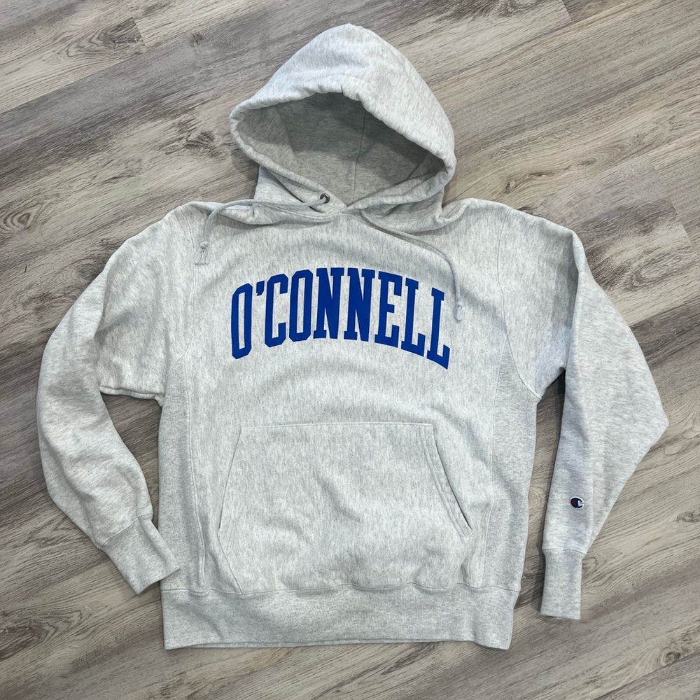 Champion reverse weave O’Connell Gray Hoodie with Blue Print